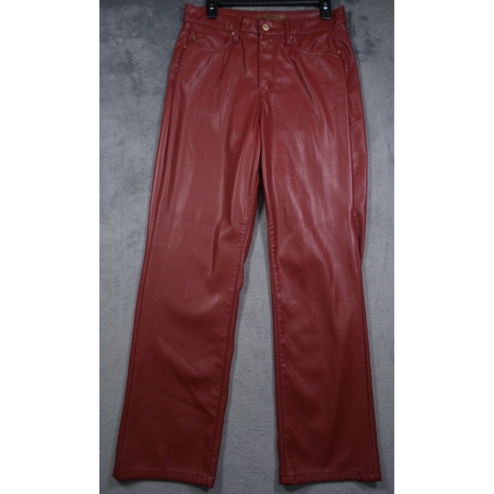 Judy Blue Pants Womens Size 9/29 Red High Rise Straight Leg Faux Leather